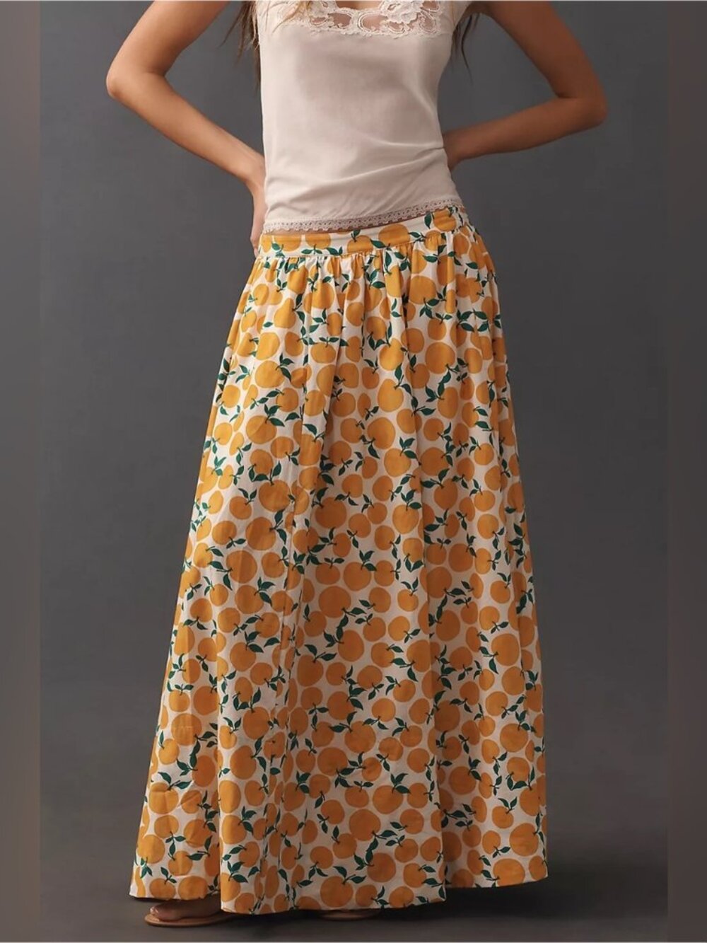 NWT Size L - Maeve Jacie Poplin Printed Maxi Skirt Cotton w Pockets (US$ 158)